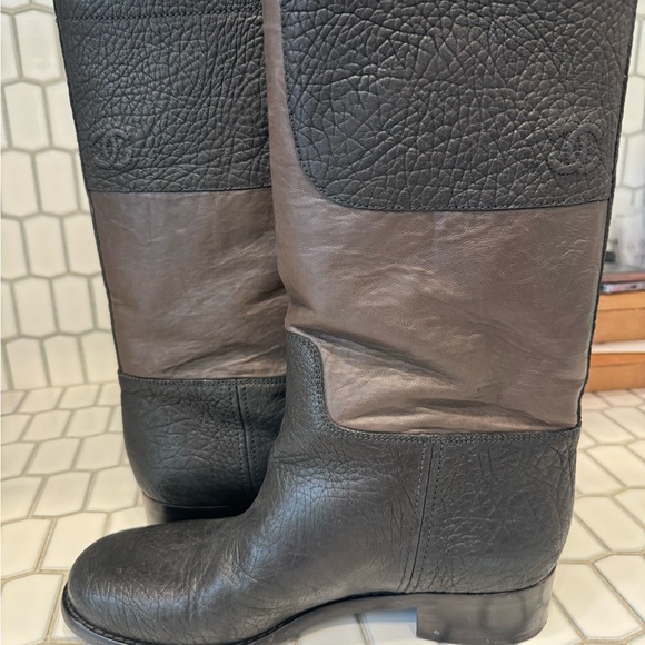 Chanel Two Tone Interlocking C Riding Boots - Picture 4 of 7